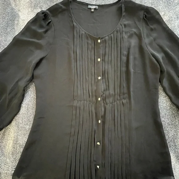 Talbots Long Sleeve Black Chiffon Blouse See Description Please Size 14 - Picture 1 of 8